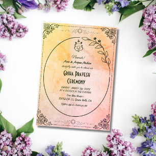 Invitación Casa hindú que calienta a Griha Pravesh