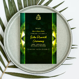 Invitación Casa hindú que calienta a Griha Pravesh Golden Cha