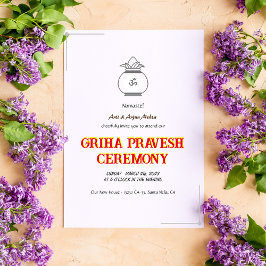 Invitación Casa hindú que calienta a Griha Pravesh Minimal
