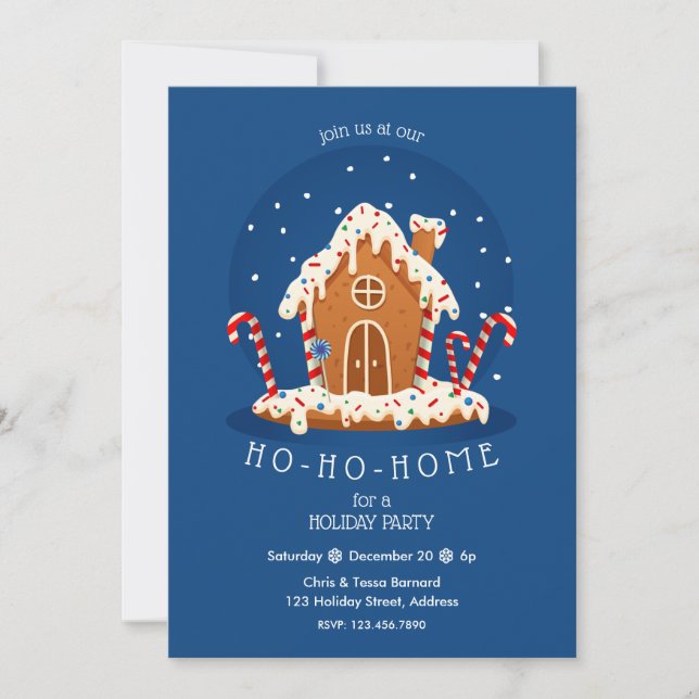 Invitación Casa Ho-Ho-Home Navidades Cute Gingerbread (Anverso)