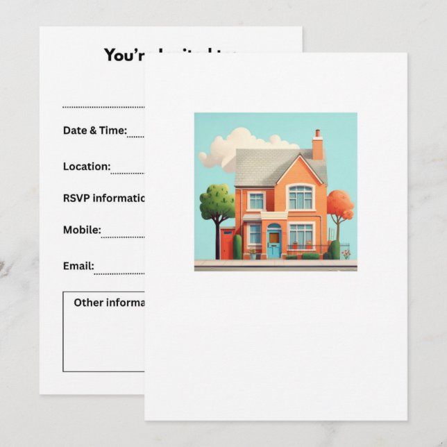 Invitación Casa, hogar moderno (Anverso / Reverso)