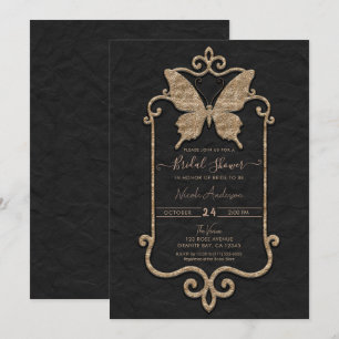 Invitación Casa Mariposa Rosa y Mariposa Negra Ducha de Novia