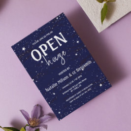 Invitación Casa moderna de inauguración casa azul Navy estrel