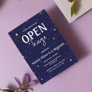 Invitación Casa moderna de inauguración casa azul Navy estrel