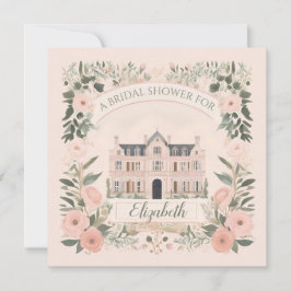 Invitación Casa señorial de Bridgerton con flores rosas