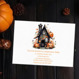 Invitación Casa y calabazas de Halloween