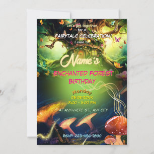 Invitación Casa y champiñones encantados de productos foresta