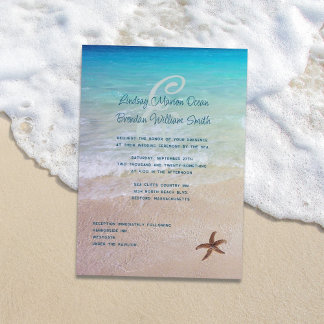 Invitación Casado por la boda de destino de la playa del mar