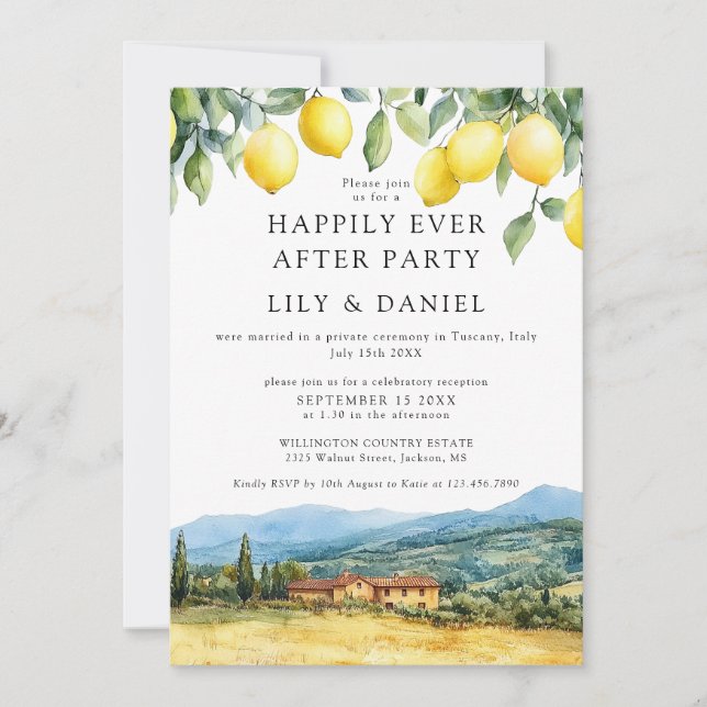 Invitación Casados Felices Limones Toscana Italia Boda (Anverso)