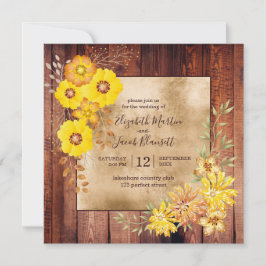 Invitación Casamiento de otoño rústico Rosas salvajes amarill