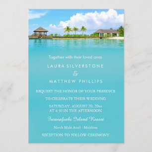 Invitación Casamiento en Playa de Resort de Destino Tropical