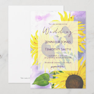 Invitación casamiento jardín girasoles amarillo acuático