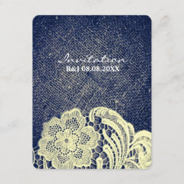 Invitación casamiento rústico de campo azul marino burlap lac