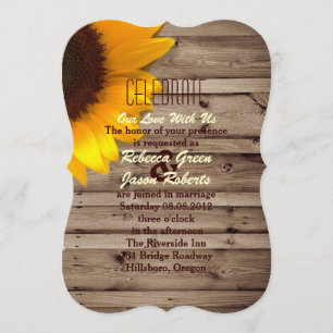 Invitación casamiento rústico de ladrillo de madera girasol c