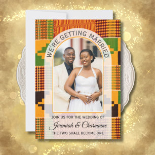 Invitación CASÁNDOSE Africano Ghana Kente BODAS