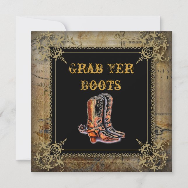 Invitación casándose botas de vaquero occidentales boda (Anverso)