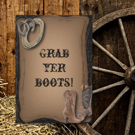 Invitación casándose botas de vaquero western boda