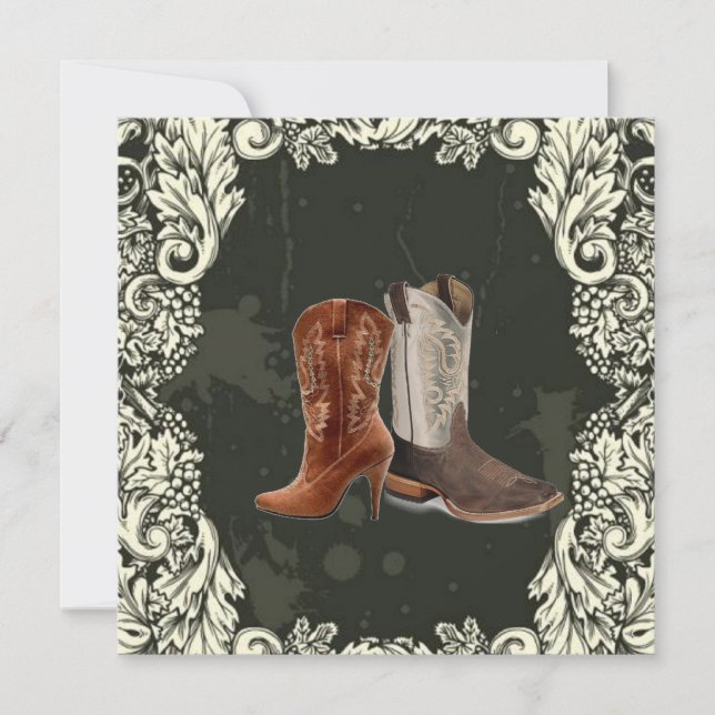 Invitación casándose botas de vaquero western boda (Anverso)