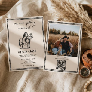 Invitación Casándose occidental Código QR de Boda
