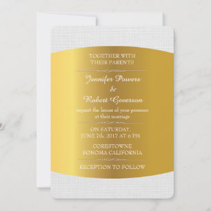 Invitación Casar el lino real del blanco del Minimalism de la
