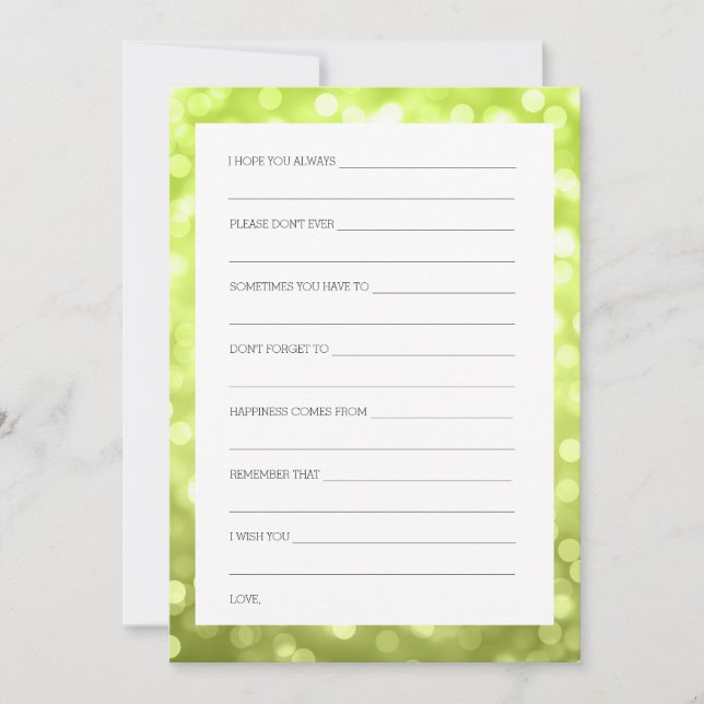 Invitación Casar la ducha desea luces chartreuses del (Anverso)