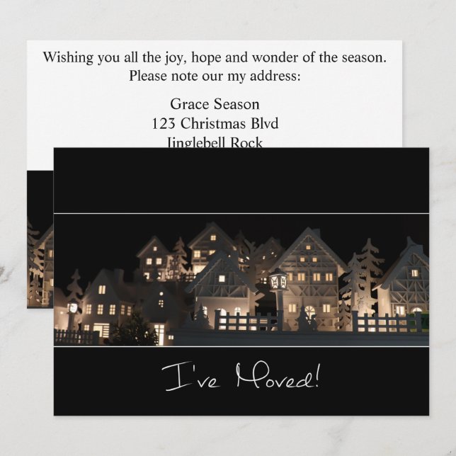 Invitación Casas de Navidad Iluminadas He Movido (Anverso / Reverso)
