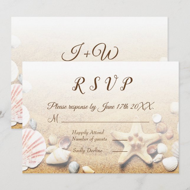 Invitación Casas de Starfish Tropical Beach Wedding RSVP (Anverso / Reverso)
