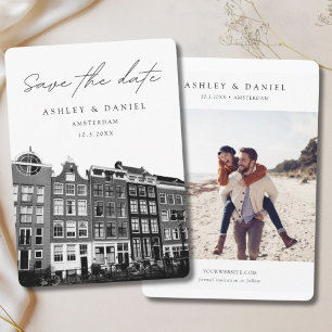 Invitación Casas del Canal de Ámsterdam Foto Guardar la Fecha