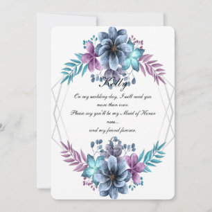 Invitación Casas Florales De Honor Azul Y Morado