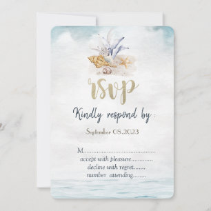 Invitación Casas marinas de color de agua, RSVP de boda marin