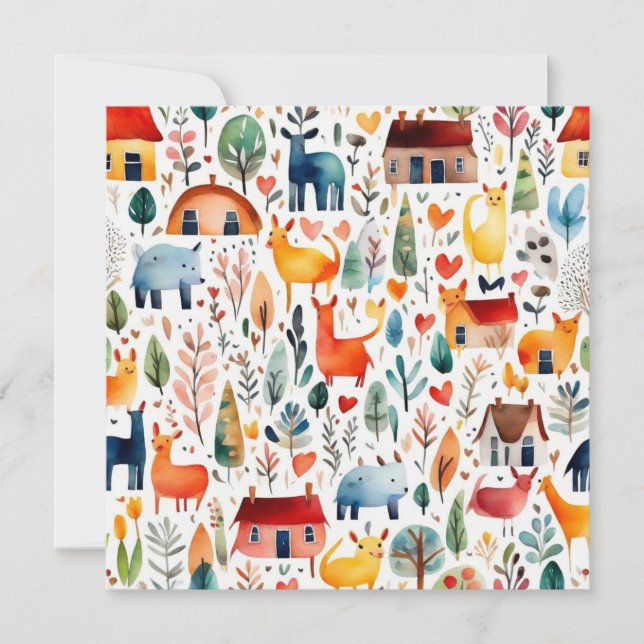 Invitación Casas rojas y casas adorables Hoja de papel (Anverso)