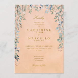 Invitación Cascada Floral de Verdor Boda Rústica Toscana