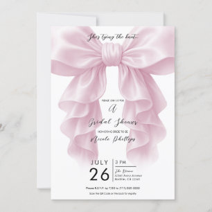 Invitación Cascada Rosa Lazo Con Rulo Atado De Nudo Despedida