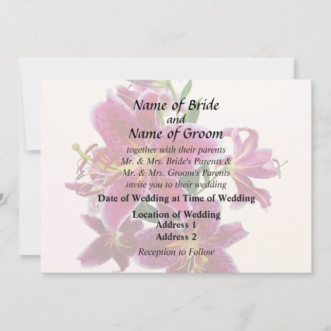 Invitación Cascade of Stargazer Lilies Wedding Products (Anverso)