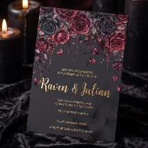 Cascading Burgundy Floral Romance Gótico Boda I