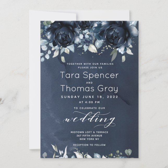 Invitación Cascading Peonies Boda 2 (Anverso)