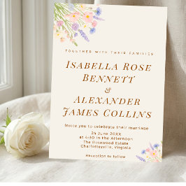 Invitación Cascading Wildflower Canopy Bouquet Pastel Wedding