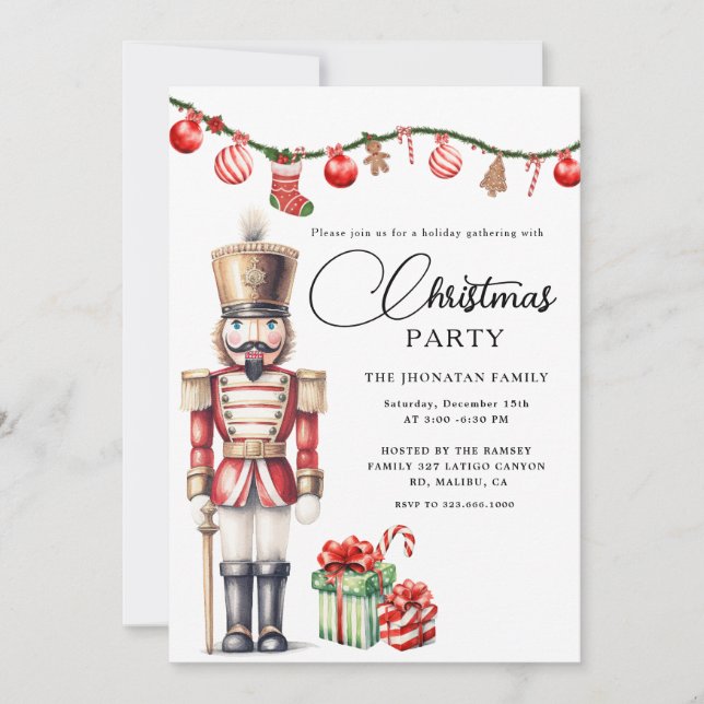 Invitación Cascanueces de Navidad Aislado (Anverso)