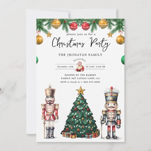 Invitación Cascanueces de Navidad Aislado (Anverso)