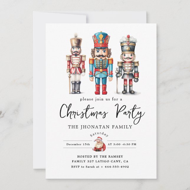 Invitación Cascanueces de Navidad Aislado (Anverso)