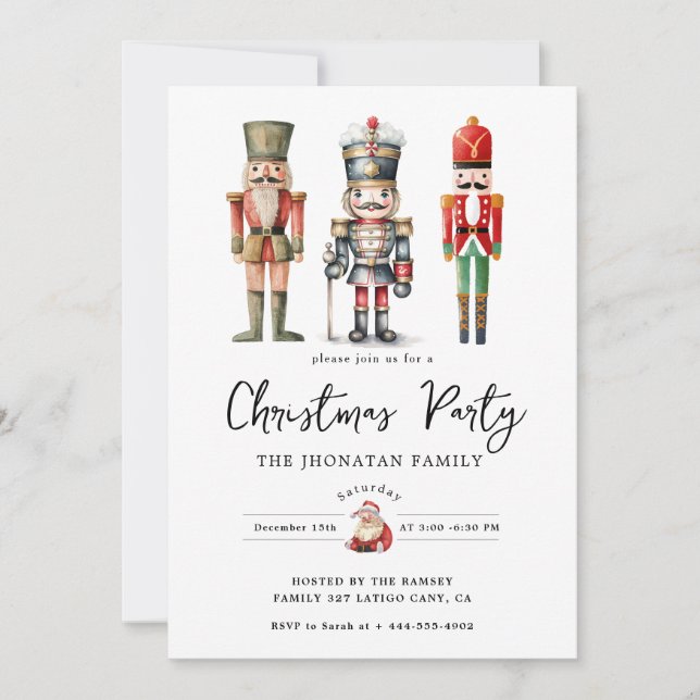 Invitación Cascanueces de Navidad Aislado (Anverso)