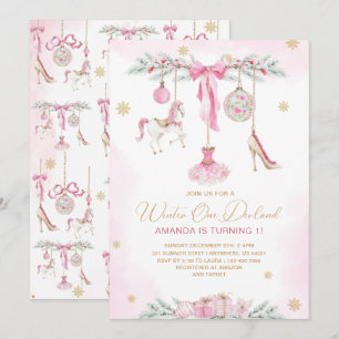 Invitación Cascanueces de Navidad One DerLand rosa ballet beb