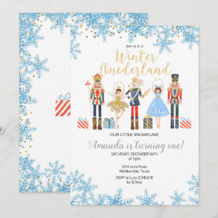 Invitación Cascanueces del cumpleaños de la nieve de