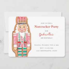 Invitación Cascanueces rosa y turquesa invierno Navidades Fie