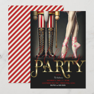 Invitación Cascanueces y bailarina Fiesta de Navidad en negro