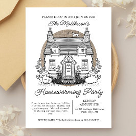 Invitación Casco De Cabaña De Gato En El Fiesta De Calentamie