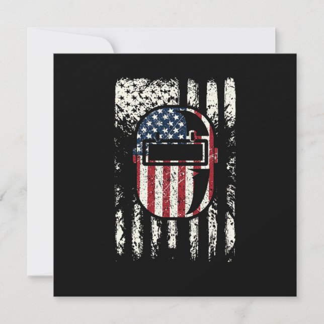 Invitación Casco de soldadura patriótico americano con bander (Anverso)