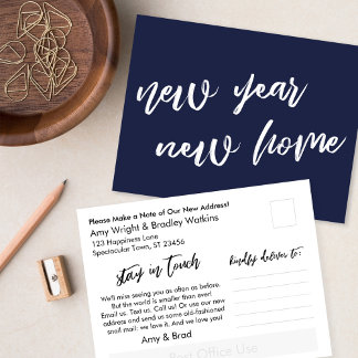 Invitación casera azul de la Marina Azul Año Nuevo