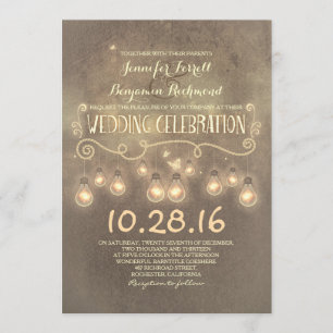 Invitación casera rústica con luces