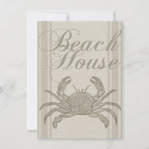 Invitación Caseta de playa Crab Vintage costero